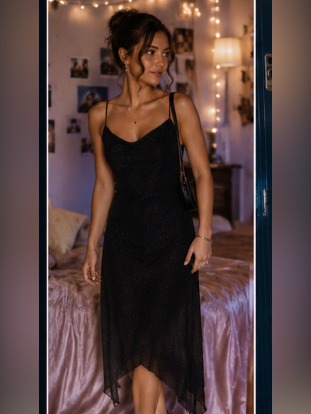 City Triangles Vintage Whimsygoth 90’s Black Sparkle Slip Dress ✨✨✨